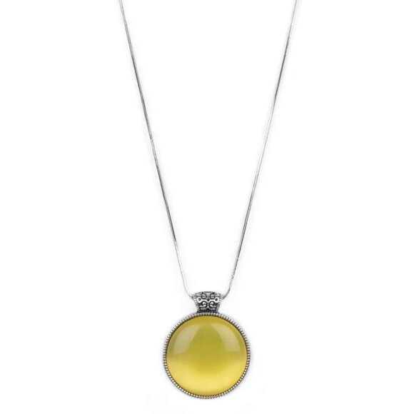 Paparazzi Jewelry Accessories - Look Into My Aura - Yellow Necklace - Vintage - Picture 5 of 6